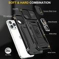 thumbnail image 2 of ELEHOLD Heavy Duty Rugged Case for iPhone 14 6.1 inch Full Body Protection with Camera Lens Cover Magnetic Metal Ring Holder Kickstand Anti-Scratch Shockproof Case,Black, 2 of 7