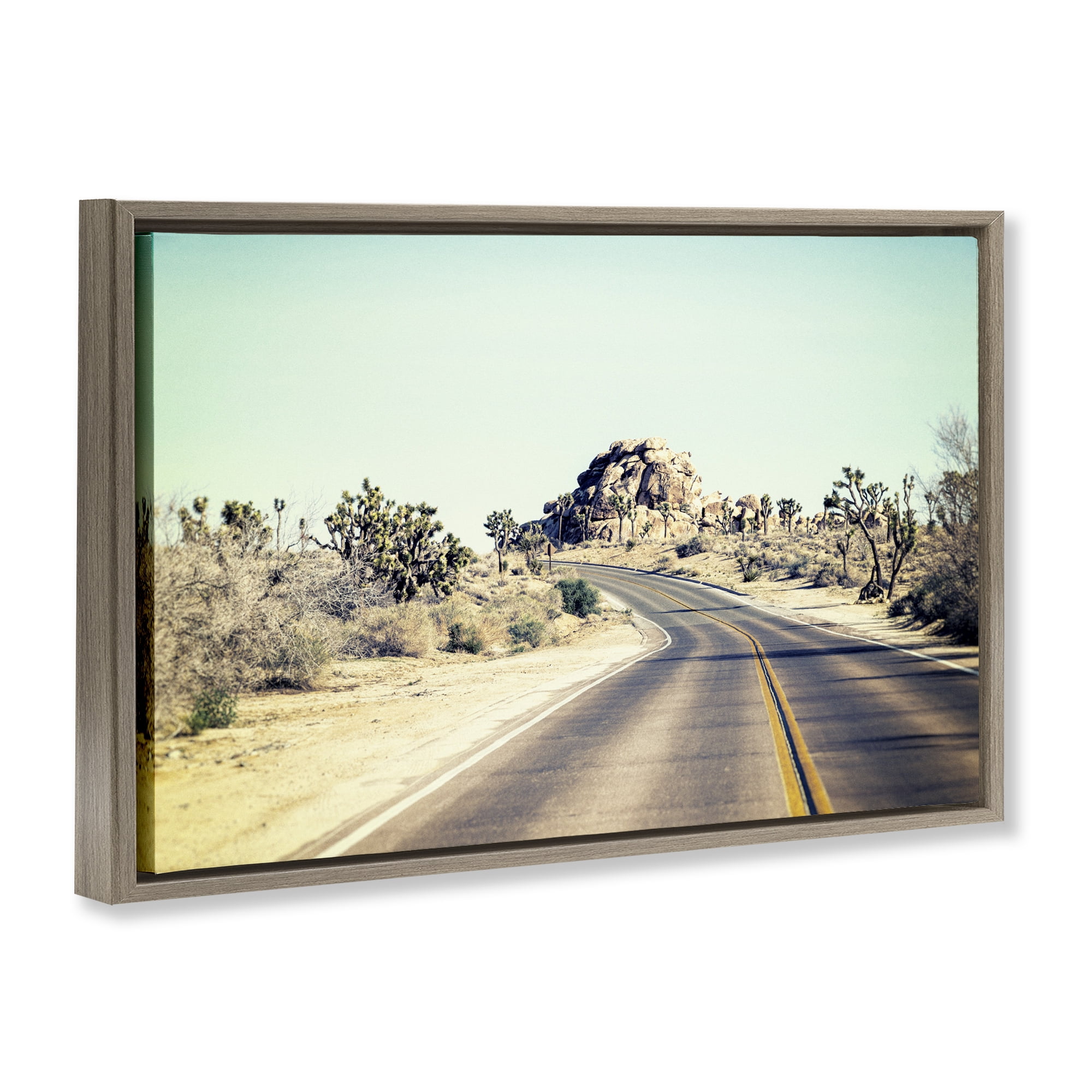 Road Trip Joshua Tree Park Brown Framed Floater Canvas Wall Art, design by Joseph S Giacalone