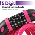 thumbnail image 2 of Fosmon 4ft Bike Lock Cable, Bike Locks Heavy Duty Anti Theft 5-Digit Combination Lock, Bicycle Lock Cable with Mounting Bracket for Ebike Scooter,Pink, 2 of 5