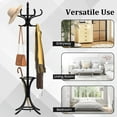 thumbnail image 2 of Coat Rack with Umbrella Holder, 73 Inch Freestanding Coat Hanger Stand with 12 Hooks, Wooden Entryway Coat Tree for Clothes, Bags, Hats, Scarves, Living Room, Bedroom, Hallway (Black), 2 of 18
