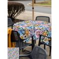 thumbnail image 6 of Square Outdoor Tablecloth with Umbrella Hole Spring Flowers Outside Table Cloth Waterproof Patio Table Cover Watercolor Floral Daisy Plants Rustic Zipper Tablecloths for Picnic Camping 54x54 Inch, 6 of 8