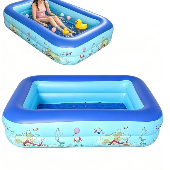Portable Inflatable Pool, Adult Size Structure – Large Outdoor Basin, Reinforced PVC Material | Fast Inflate System, Foldable Space Saving Design for Backyard Summer Cooling Use(Q)