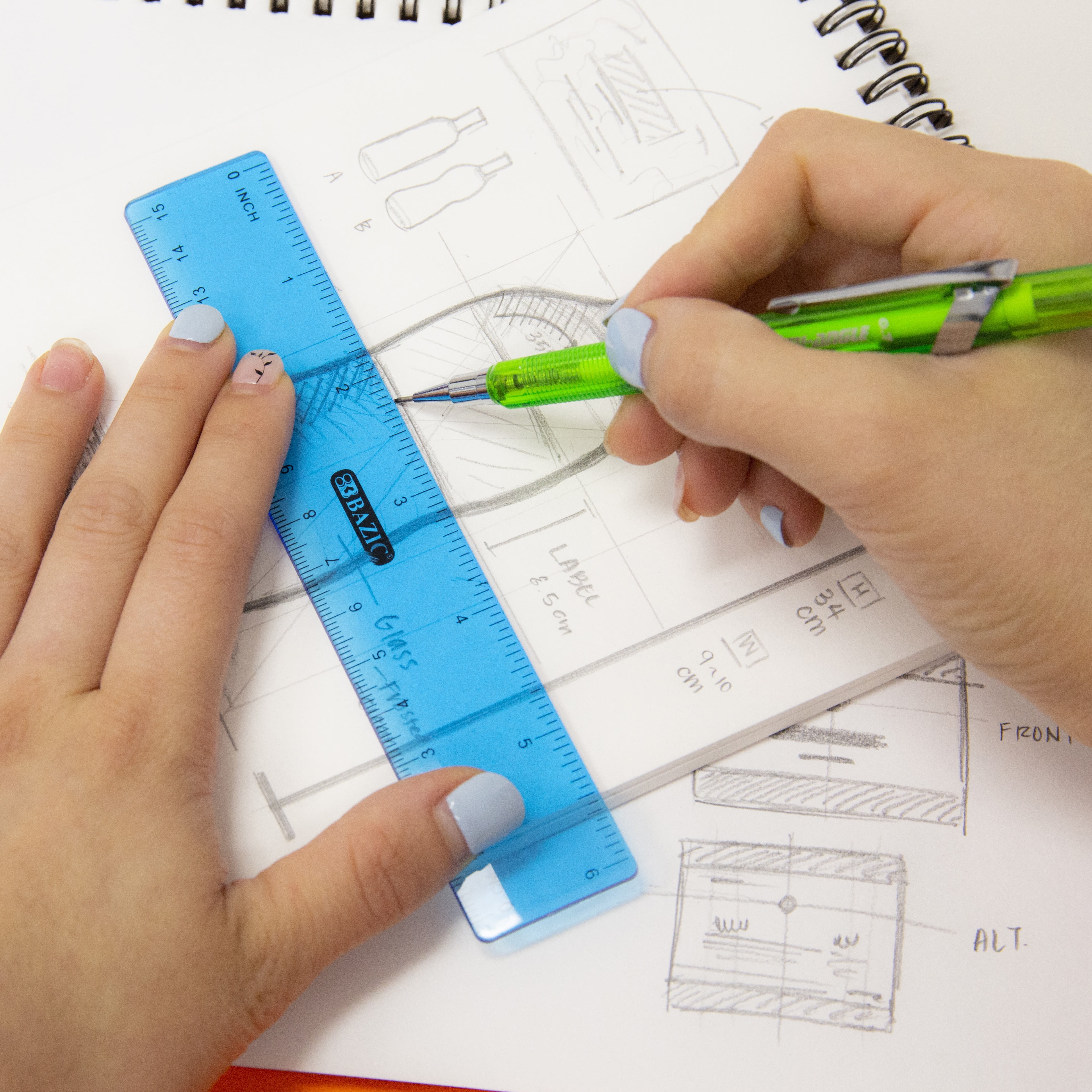 BAZIC Plastic Ruler 6" (15cm), Students School Supplies (3/Pack), 1-Pack