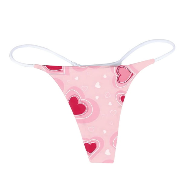 Fabiurt panties for women Valentines Day Thong Panties Womens Low Rise Lace  Panties Comfy Thongs,Pink 