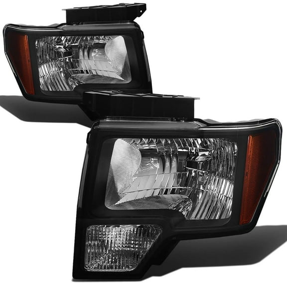 DNA Motoring For 09-14 Ford F150 Pickup OE Style Black Amber Corner Headlight Lamps Pair
