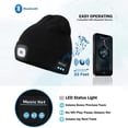 thumbnail image 2 of Oceantree Bluetooth Beanie Hat with Light, Headlamp Cap with Headphones and Built-in Speaker Mic, Gifts for Men Women Teen,Black, 2 of 9