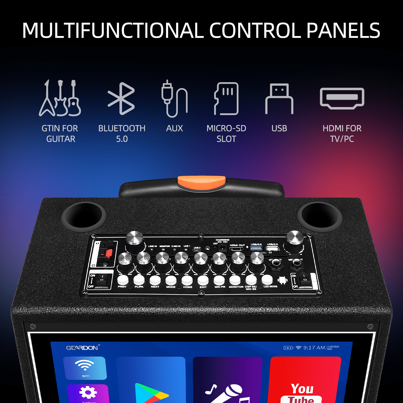 2025 Upgraded Karaoke Machine with Lyrics Display Screen for Adults, All in One with 15 Inches Tablet, Bluetooth Speaker with 2 Wireless Mics, DJ Lights, Portable Karaoke System for Party