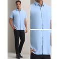 thumbnail image 5 of Unique Bargains Men's Short Sleeve Cotton Regular Fit Button Down Formal Shirt L Blue, 5 of 5