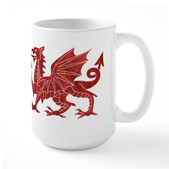 CafePress - Welsh Red Dragon Mugs - 15 oz Ceramic Large White Novelty Mug