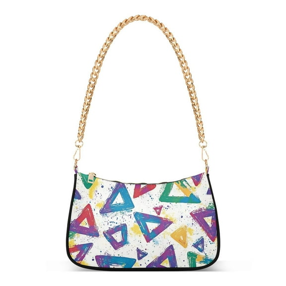 FORMRS Womens Shoulder Bag with Chain Strap Clutch Purse Cute Tote Handbag, Green Simple Triangles