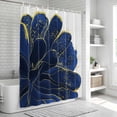 thumbnail image 6 of Navy Blue Gold Shower Curtain, Waterproof Shower Curtains for Bathroom, Abstract Line Art Troditional Ink Painting Washable Fabric Bathtub Curtain Set Bath Decor with 12 Hooks Extra Long 72"x96", 6 of 8