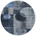thumbnail image 2 of 8' Navy Blue Gray And Charcoal Round Geometric Washable Indoor Outdoor Area Rug, 2 of 5