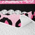 thumbnail image 5 of Manfei Leopard Print Bow Letter Z Print Quilt King for Girls, Black Pink Initial Bows King Coverlet Set, 5 of 7