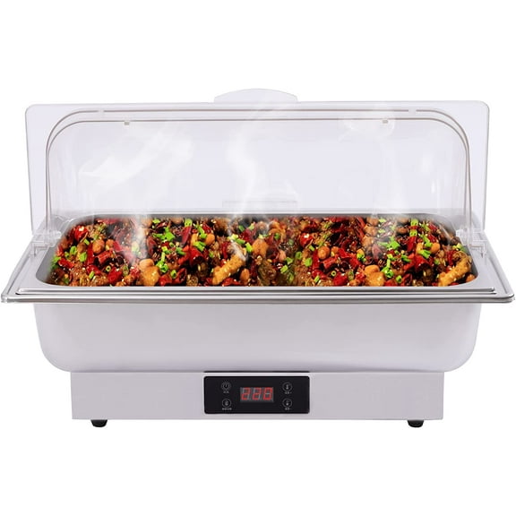 FETCOI 14L Chafing Dish Buffet Set 600W 110V Electric Chafing Dish Stainless Steel Chaffing Server Set Chafer with Lid for Catering,Buffets,Parties (Temperature Range 30-90℃/ 86-194℉)