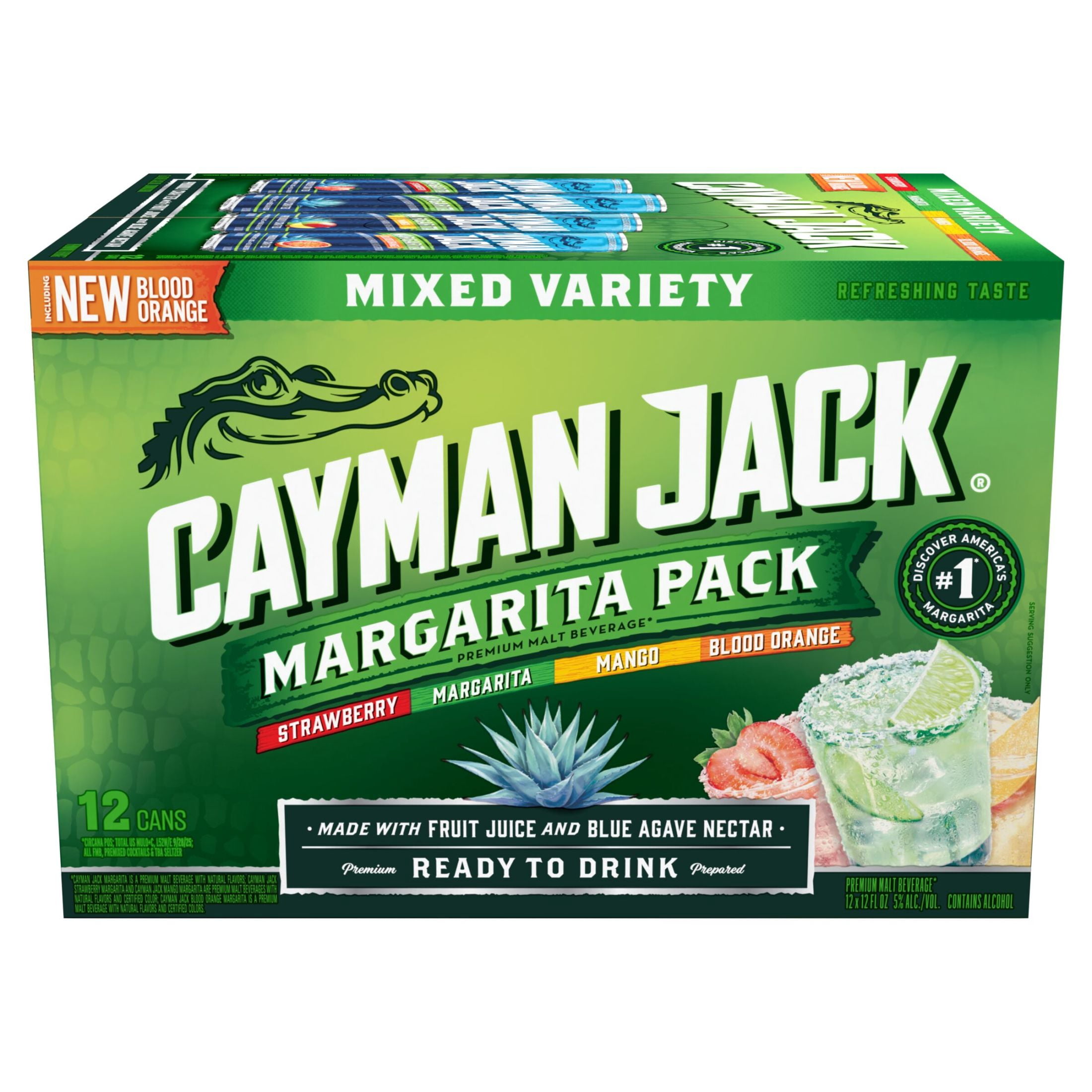 Cayman Jack Margarita Variety Pack, 12 Pack, 12 fl oz Cans, 5.8% ABV
