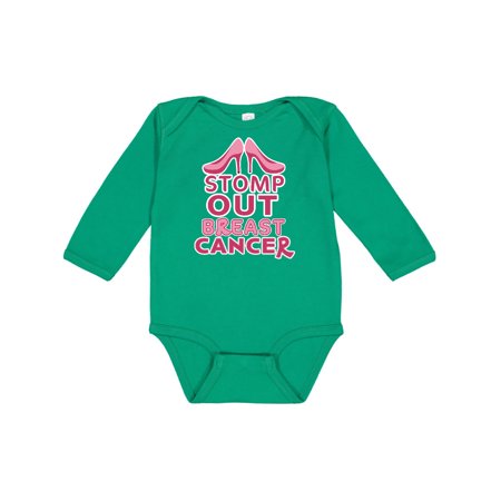 

Inktastic Stomp Out Breast Cancer with Pink Heels Gift Baby Boy or Baby Girl Long Sleeve Bodysuit