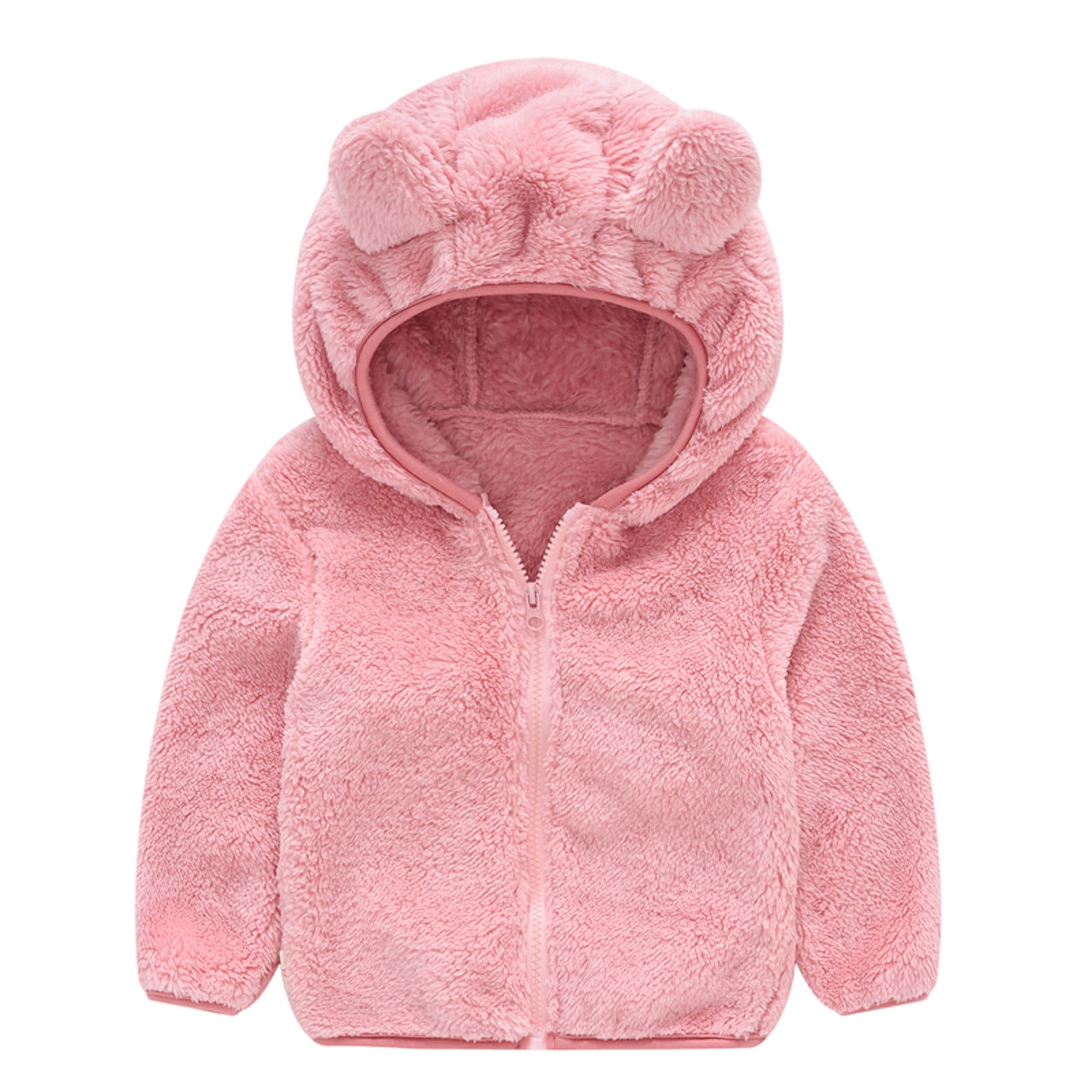finess Toddler Hooded Jacket Baby Kids Little Girls Long Sleeve Solid Pocket Front Zip Hoodie Sport Windproof Coat Outwear