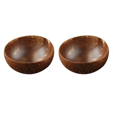 

2pcs Natural Coconut Shell Bowls Rice Container Serving Bowl for Dessert Fruits Salad