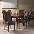 thumbnail image 2 of GDF Studio Percival Contemporary T Stitch Dining Chairs, Set of 6, Chocolate Brown Bonded Leather and Espresso, 2 of 8