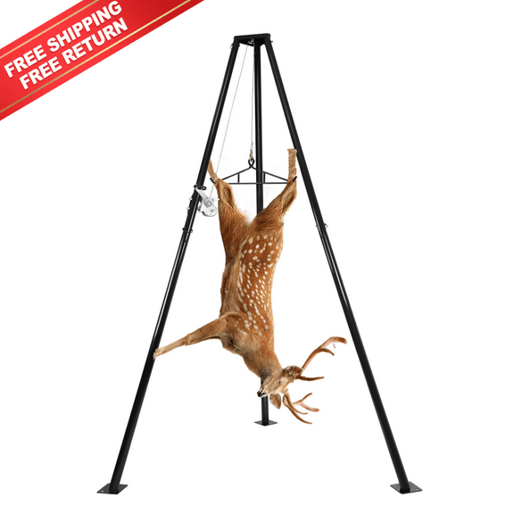 500LB Deer Hoist Tripod with Hand Winch and Gambrel for Hunting Field Dressing