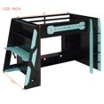thumbnail image 2 of Harper & Bright Designs Full Size Wood Gaming Loft Bed with Desk, Full Loft Bed with Storage Shelves, Light and Charging Station, Blue, 2 of 15