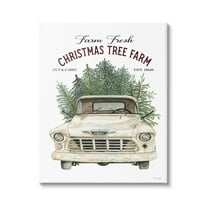 Christmas Tree Farm Vintage Car Holiday Signage Transportation Graphic Art Gallery-Wrapped Canvas Print Wall Art
