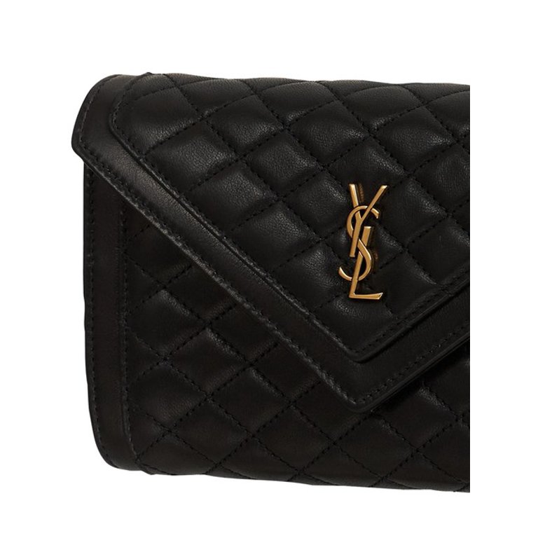 Saint Laurent Monogram quilted leather pouch for Women - Black in