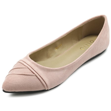 

Ollio Women s Shoes Ballet Dress Faux Suede Pleated Pointed Toe Flats 1BN1833