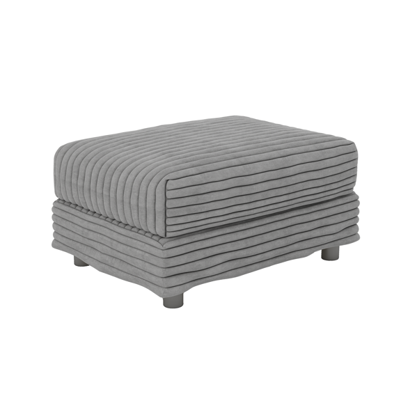 Plush Corduroy Ottoman for 2/3/4 Seater Sofas - Modular Sofa Companion & Ottoman Combo, Durable Design for Living Rooms, Apartments, Offices - Grey