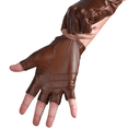 thumbnail image 3 of Men's Fingerless Half Finger Driving Gloves Genuine Sheepskin Leather Lightweight Outdoor Gloves for Daily Use, 3 of 7