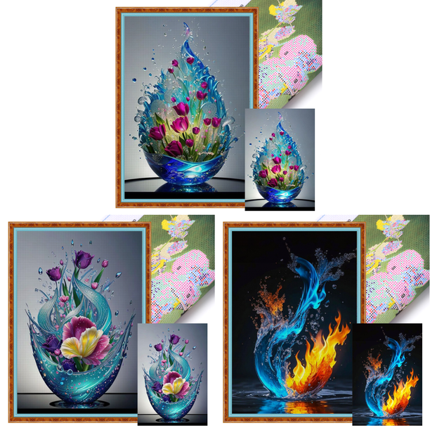 Hilo Algodón Ecológico Bordado Tulipanes Impresos 11CT Arte Punto Cruz 40x60cm