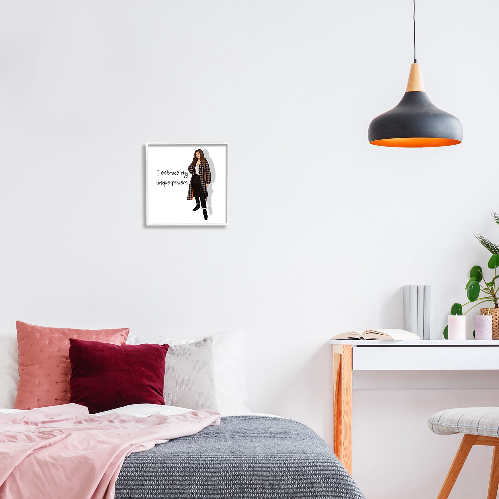 Stupell Industries Unique Powers Female Phrase Inspirational Painting White Framed Art Print Wall Art, 12 x 12