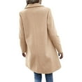 thumbnail image 4 of Hfyihgf Wool Trench Coats for Women Winter Fall Notch Collar Peacoats Button Down Long Jackets Casual Walker Outwear Beige M, 4 of 6