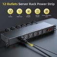 thumbnail image 5 of ZHANGONG 1U PDU, 12 Outlets Rack Mount Power Strip, 6 Front & 6 Rear Outlets, 15A Overload Protection, 10ft 45° Angled Flat Plug, for Server & AV Racks, 5 of 9