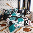 thumbnail image 2 of Erosebridal Teal Black Baseball Patchwork Twin Bedding Sets, Sport Bedding Comforter Set for Boys and Girls, Black Reversible 7 Pieces, 2 of 6