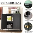 thumbnail image 6 of Small 2 Transparent Door Metal Storage Side Buffet Cabinet for Bed Room,Living Room,Entryway,Hallway,Home,Hotel,Office,Garage,Kitchen,1 Removable Shelf. (Striped Door, Black), 6 of 15