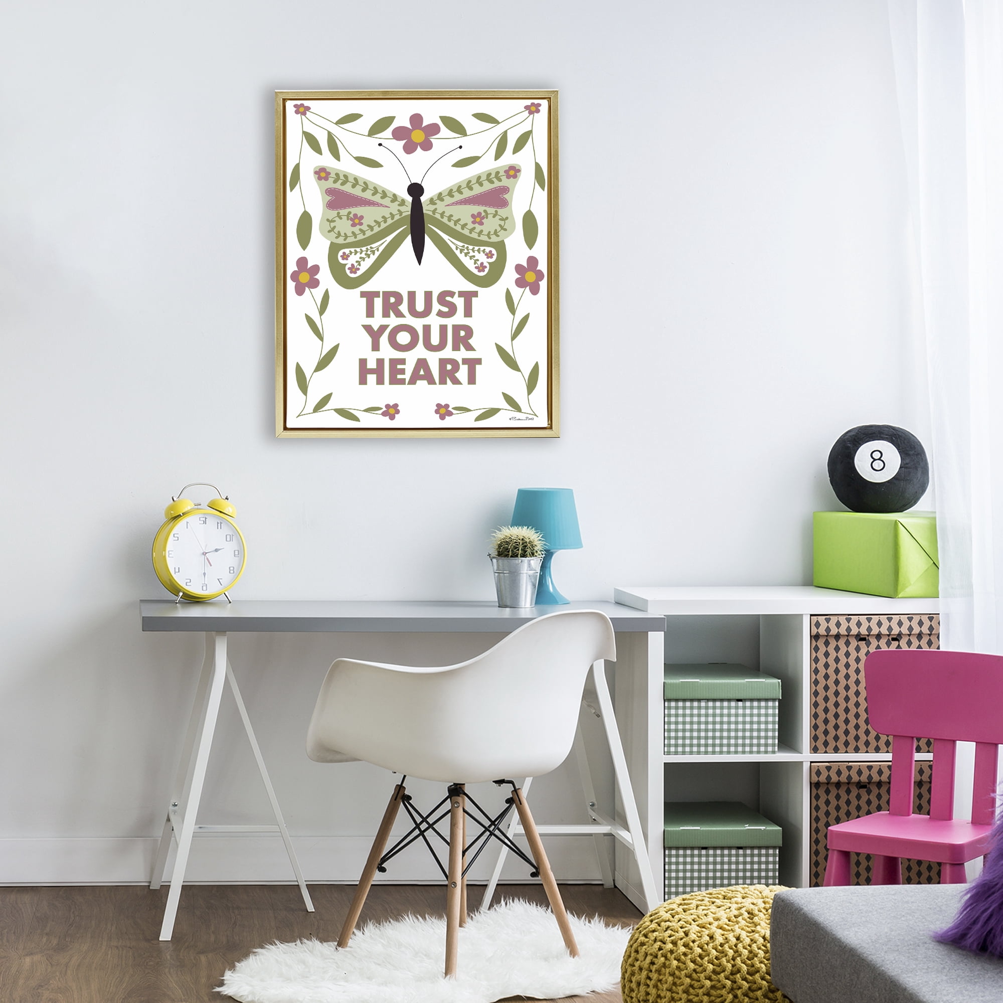 Stupell Industries Trust Your Heart Symmetrical Gold Framed Floater Canvas Wall Art, design by Susan Ball