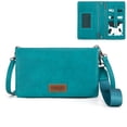 thumbnail image 5 of Wrangler Womens Wristlet Wallet RFID Blocking Bifold Clutch Credit Card Holder Purse with Crossbody Strap, Turquoise, 5 of 7