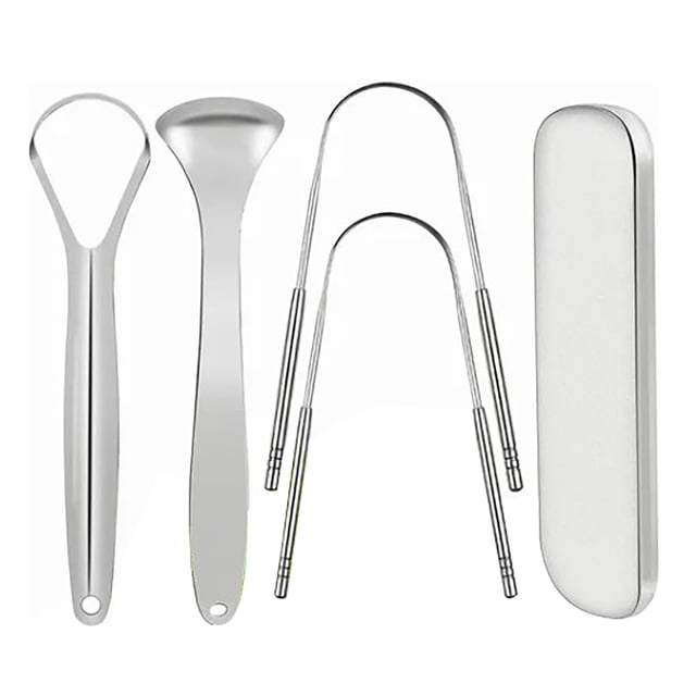 Limpiador de lengua de Acero inoxidable Super homeMX Juego de raspador de lengua color Acero