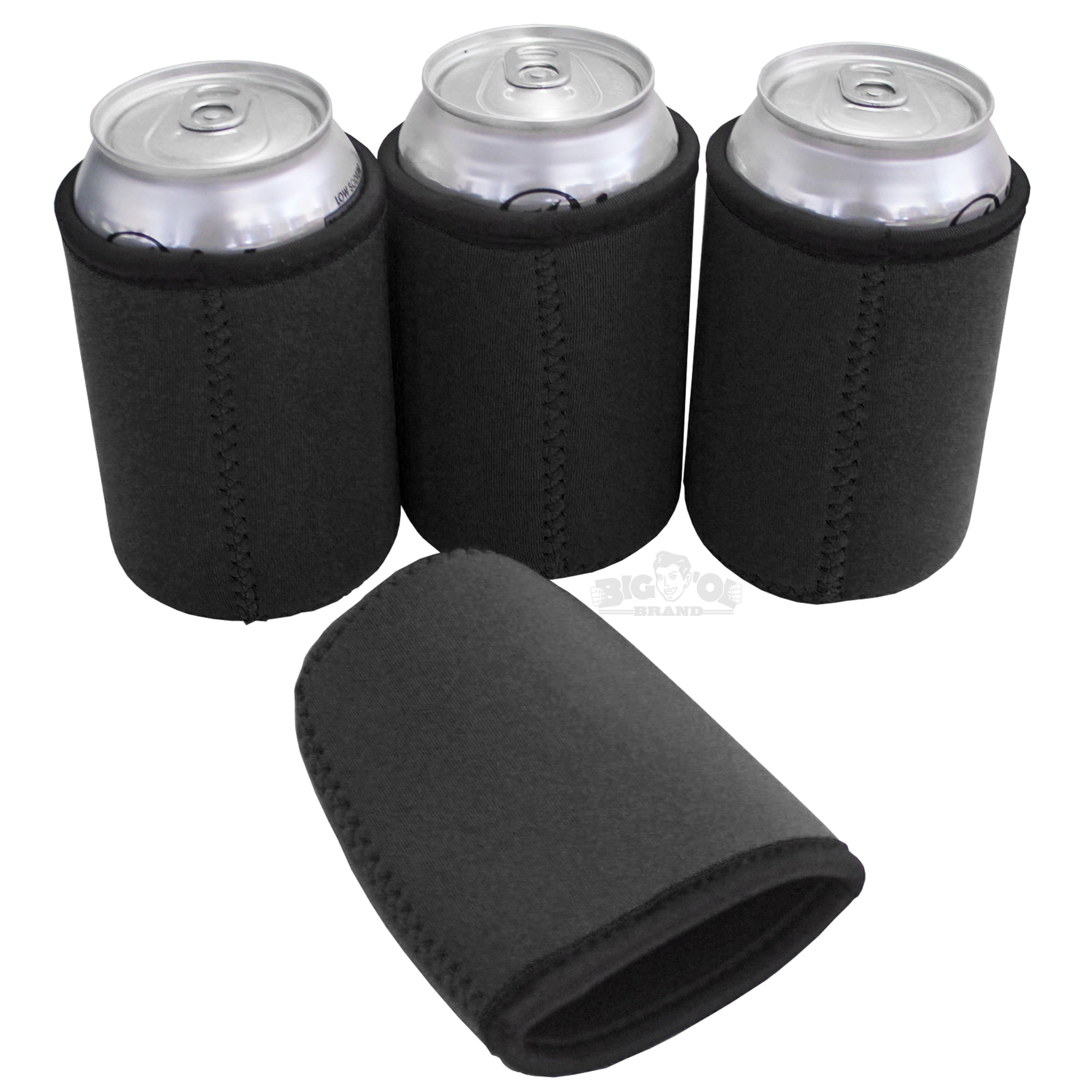 Thick Neoprene Can Cooler Beverage Insulator 4 Pack Black