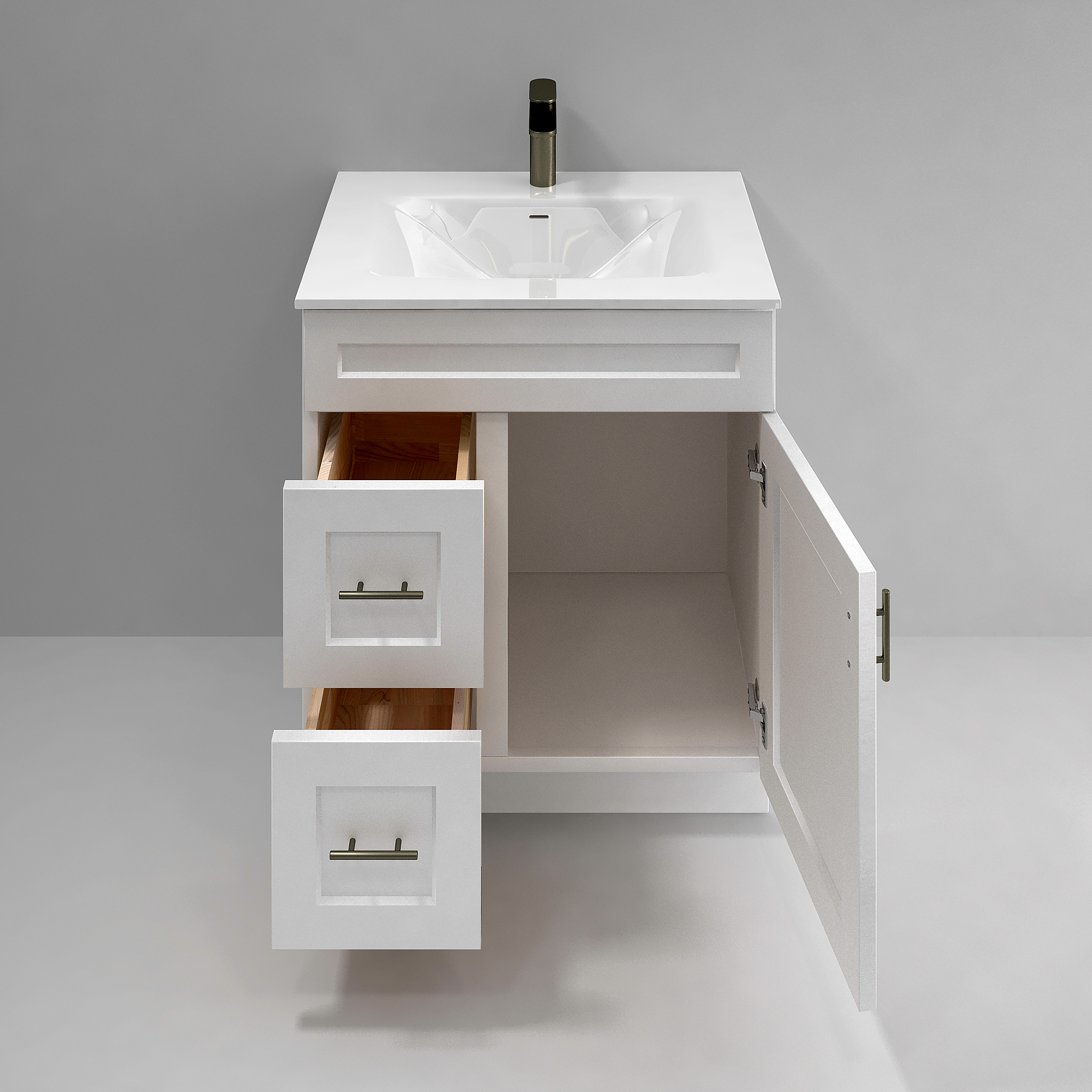 White Shaker Bathroom Vanity Sink Base with Drawers 30" Ready-to-Assemble Cabinet