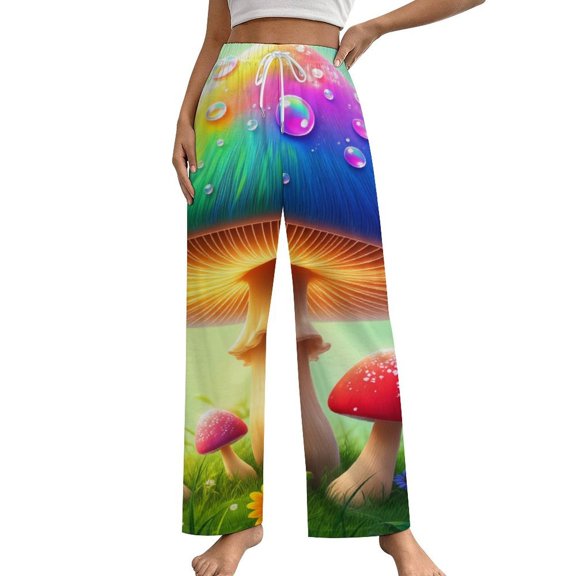 Magical Mushroom Garden-1 Pajama Pants Comfortable Elastic Waist Pajamas Fashion Sleepwear Bottoms Plus Size Homewear