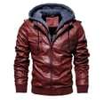 thumbnail image 2 of Chaqueta de cuero de otoño e invierno para hombre de estilo europeo y americano Chaqueta de cuero con capucha de cuero sintético para hombre, 2 of 6