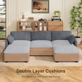 thumbnail image 3 of 3-Seater Modular Cloud Sofa Bed with Removable Ottoman & 2 Pillows - Double Seat Cushions, Pet-Friendly Fabric for Living Room, Bedroom & Apartment, Beige, 3 of 5