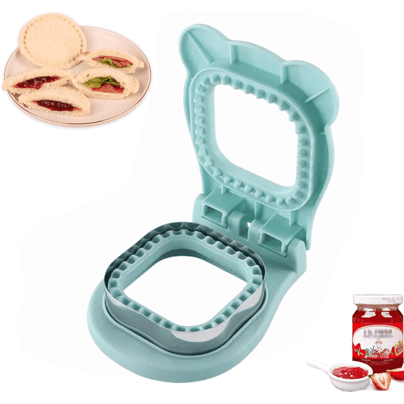 Sandwich Cutter and Sealer, Uncrustables Sandwich Maker for Making Lunchtime Easier，Square Sandwich Uncrustable Cutter for Kids Breakfast and Lunches (Square Light Blue)