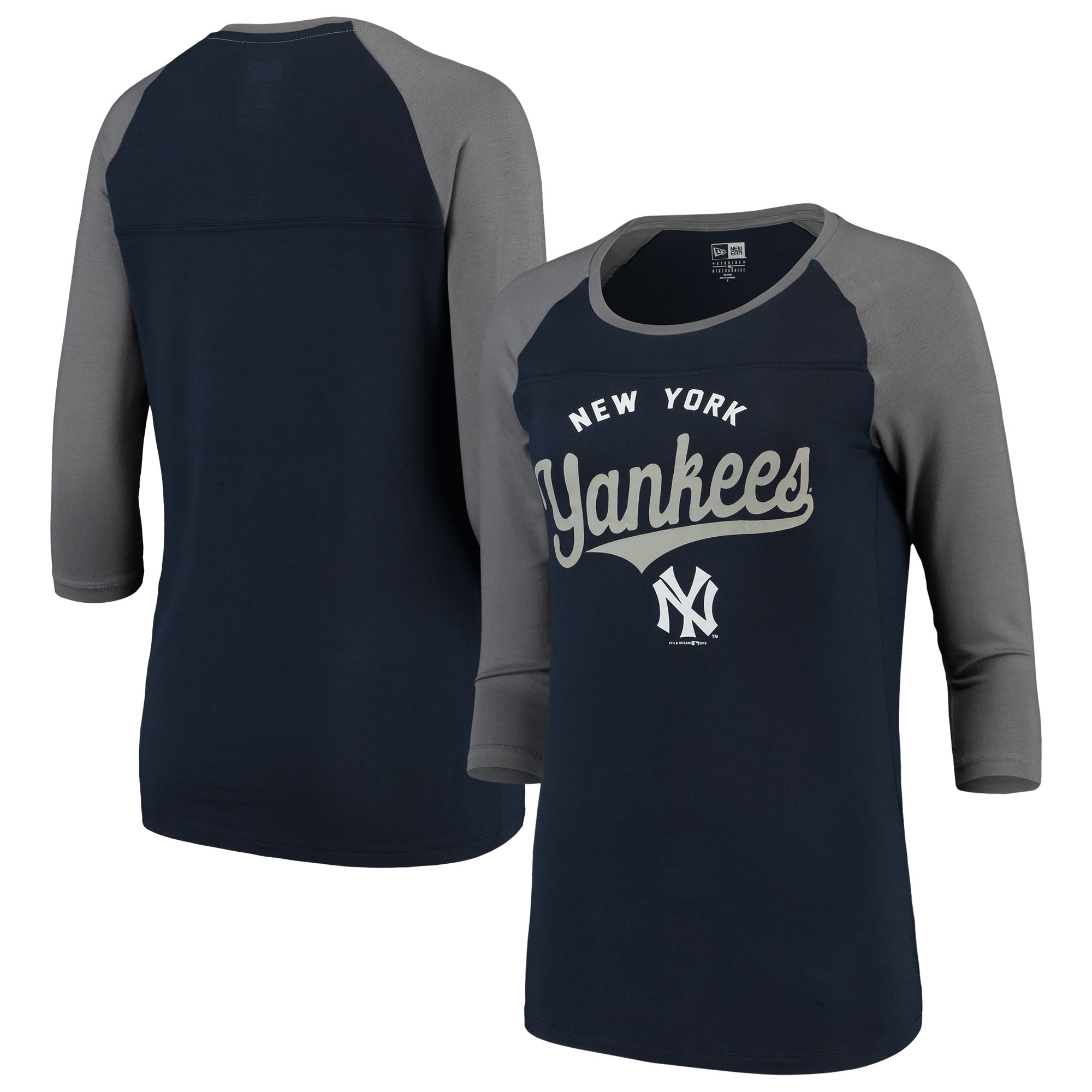 New York Yankees New Era Women's Cooperstown Raglan 3/4-Sleeve T-Shirt ...