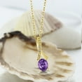 thumbnail image 2 of Gem Stone King 1.64 Ct Oval Purple Amethyst White Diamond 18K Yellow Gold Plated Silver Pendant, 2 of 3