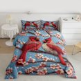 thumbnail image 2 of Homewish Cardinal Bird Bedding Comforter Set,Japanese Cherry Blossom Twin Comforter Sets,Pink Red Blue Bedding Set For Girls Kids,Luxury Bedroom Decor Reversible,2-Piece, 2 of 8