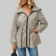 thumbnail image 4 of Fiaer,Oversized Full Zip Hooded Jackets for Women,Women's Drawstring Loose Fit Windproof Tops,Ladies Long Sleeve Lightweight Outerwear with Pockets Khaki XL, 4 of 9