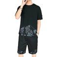 thumbnail image 2 of Camiseta de verano para hombres y pantalones cortos conjunto de dos piezas para deportes al aire libre y casual conjunto XXL negro, 2 of 10